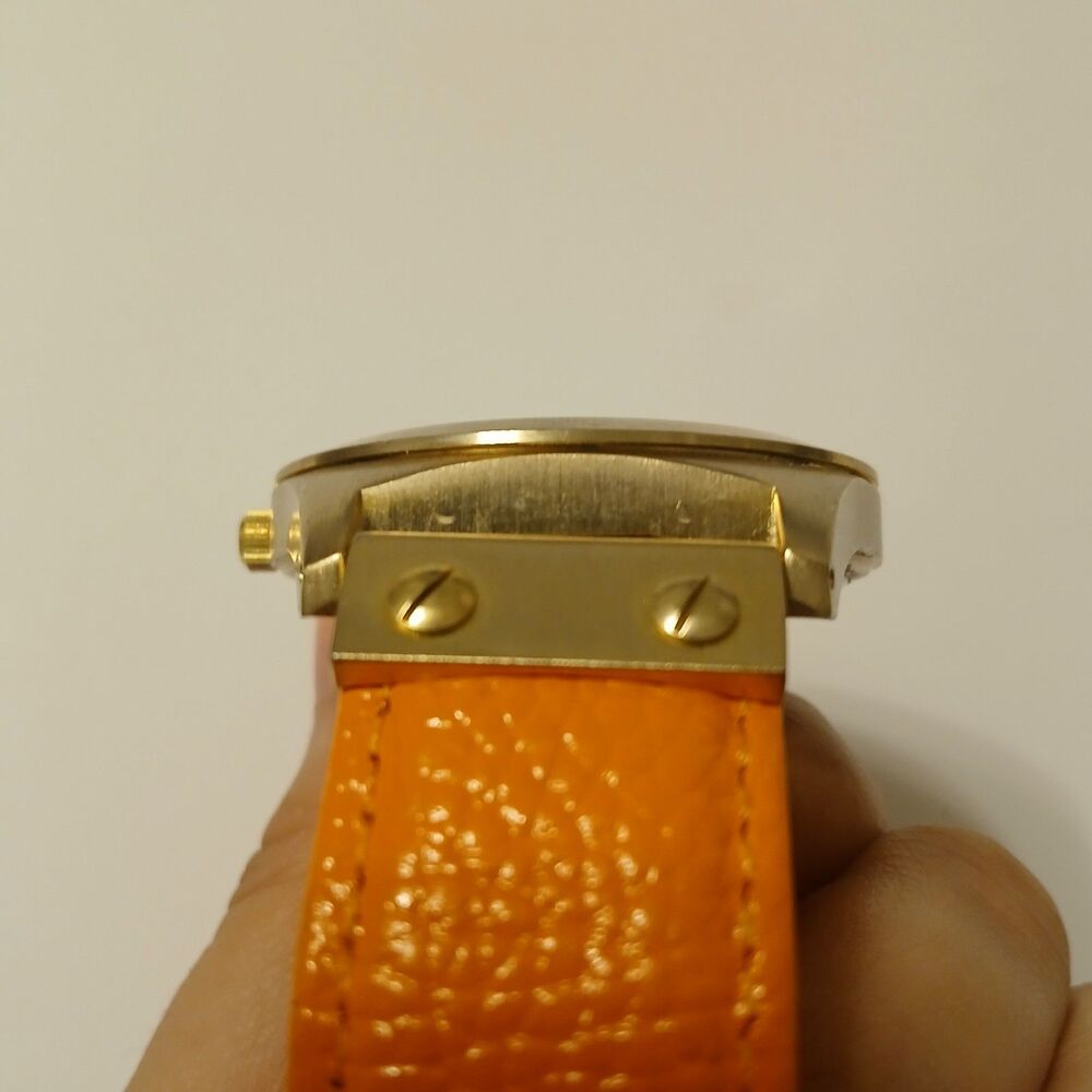 Gossip Women's Gold Tone Dial Orange Leather Band Quartz Watch Japan Movt GSP881 - Picture 11 of 12
